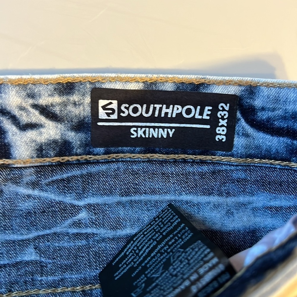Southpole Men's Stretch Biker Denim Skinny Jeans 38x32 - Picture 4 of 6